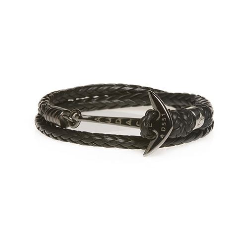 bracciale audace d551 2 giri nero ancora