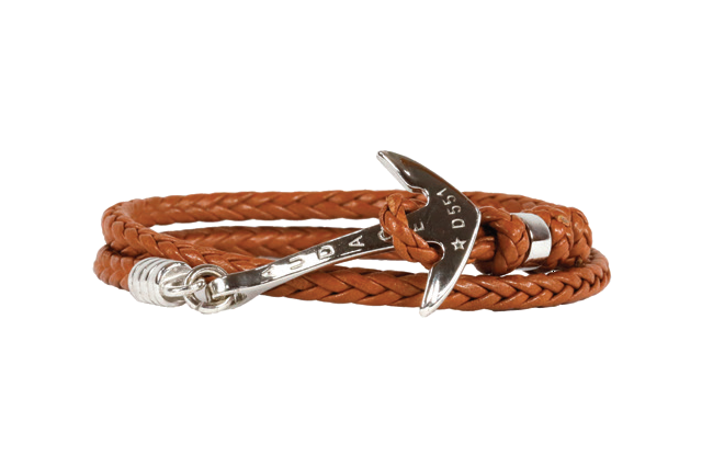 bracciale audace d551 2 giri cuoio marrone ancora
