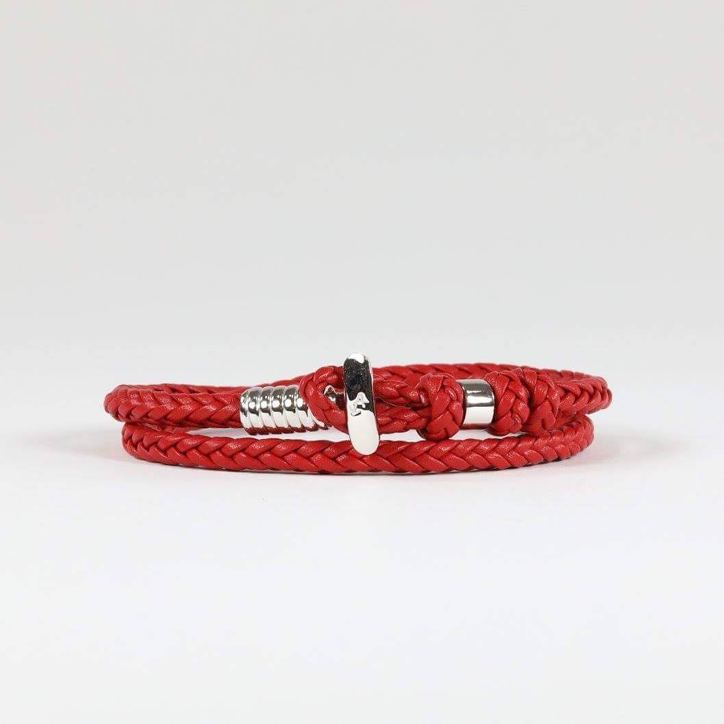 bracciale audace d551 argento rosso con bitta