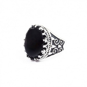 anello marlu cabochon satinato agata nero 13an042n