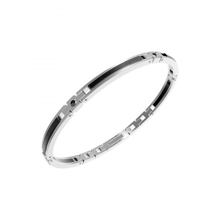 bracciale zancan uomo acciaio e pietre nere