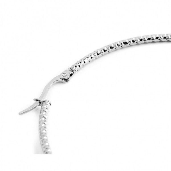 marlu mono orecchino cerchio acciaio martellato diametro 2,6cm