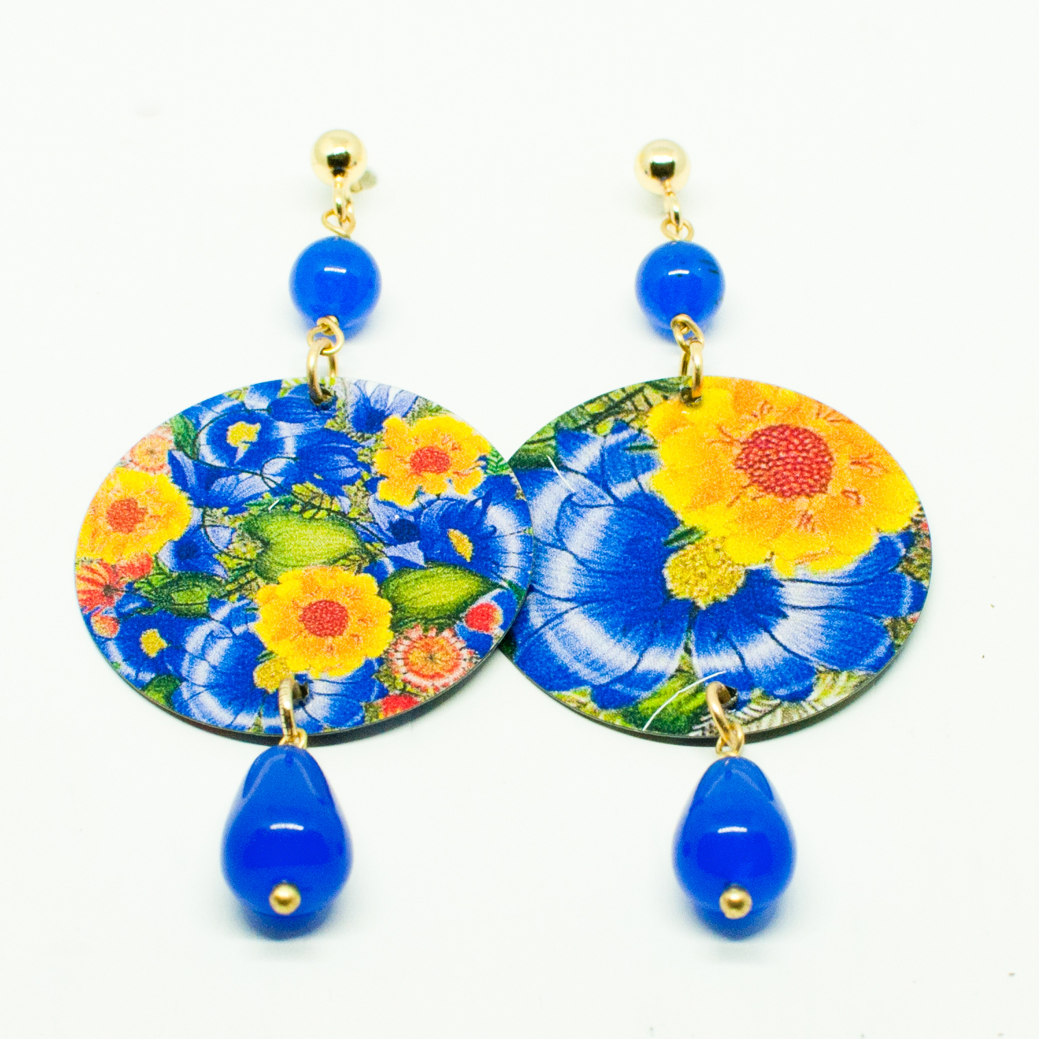 lebole gioielli orecchini fiore giallo e blu