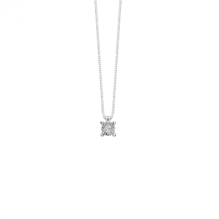 bliss collezione rugiada collana in oro bianco con diamante