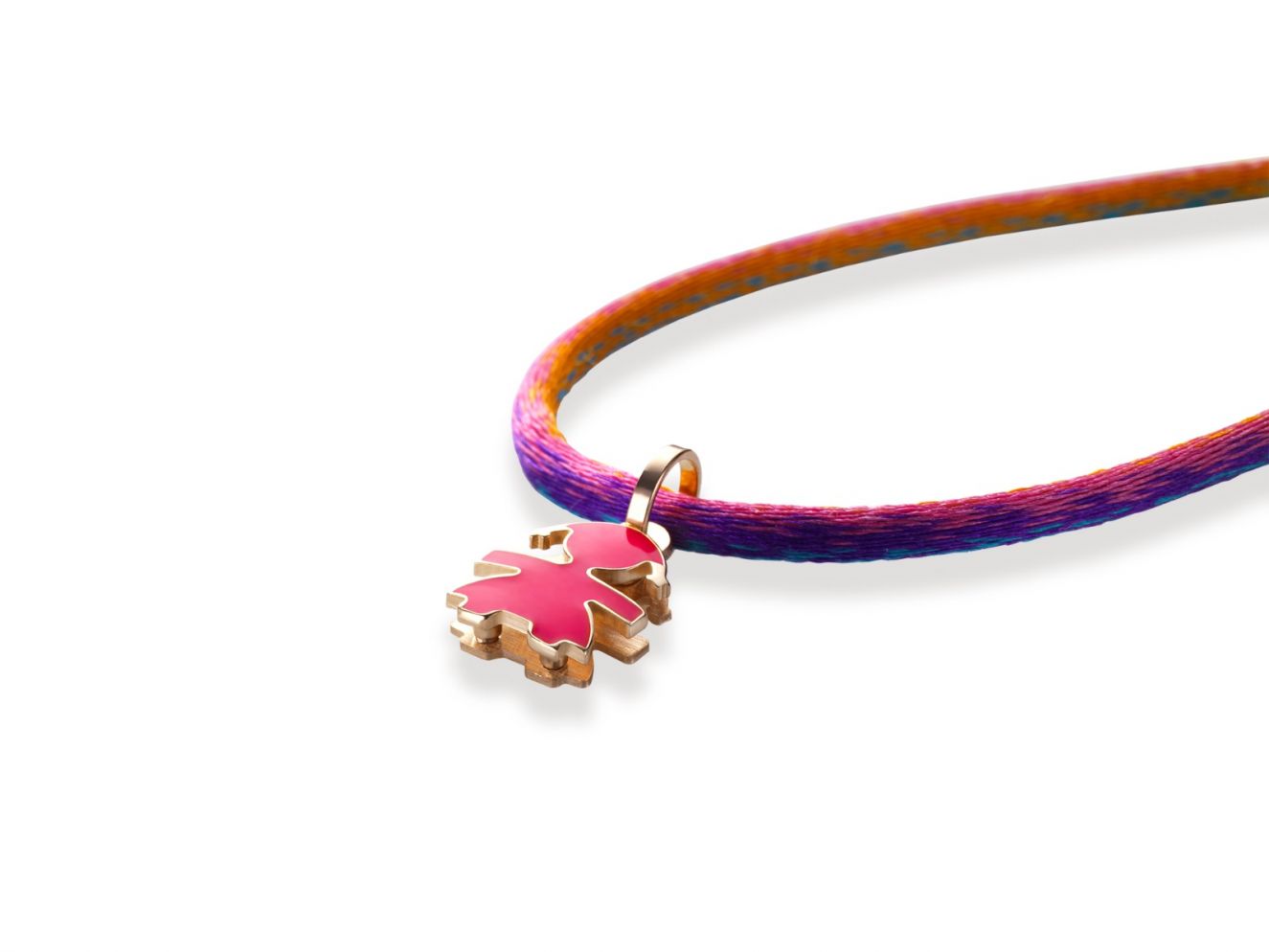 le bebe - ciondolo bimba oro rosa e smalto fucsia: 2