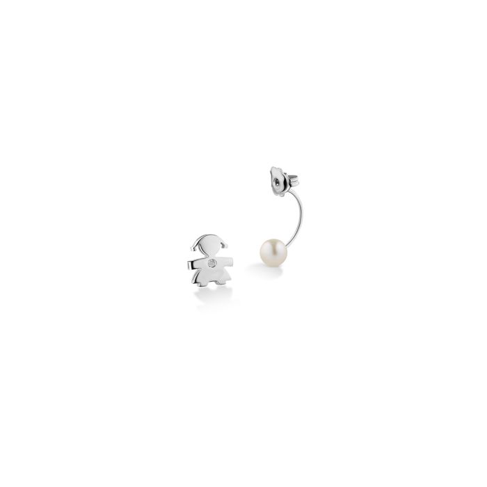 le bebe - le perle mono orecchino bimba oro bianco, perla e diamante: 2