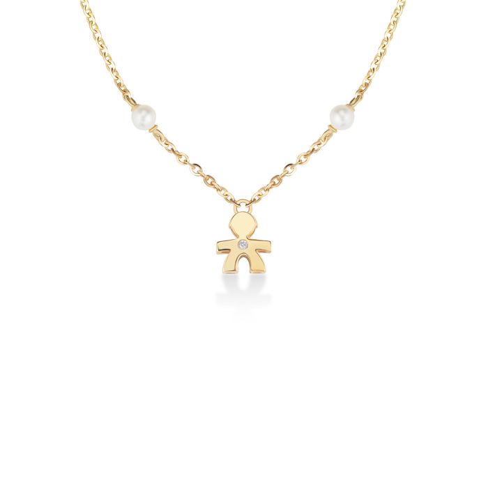 le bebe - le perle collana bimbo oro giallo, perle e diamante: 2