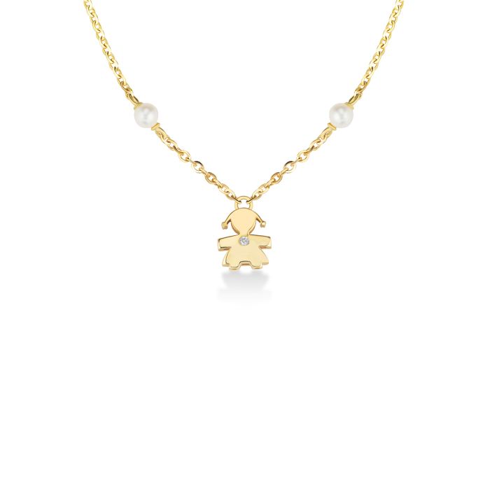 le bebe - le perle collana bimba oro giallo, perle e diamante: 2