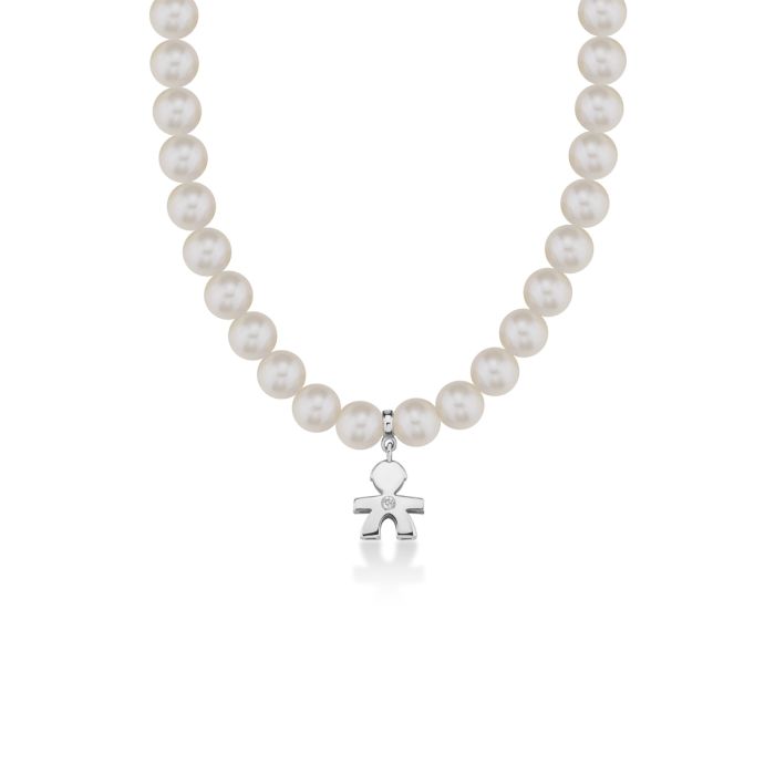le bebe - le perle collana bimbo oro bianco, perle e diamante: 2