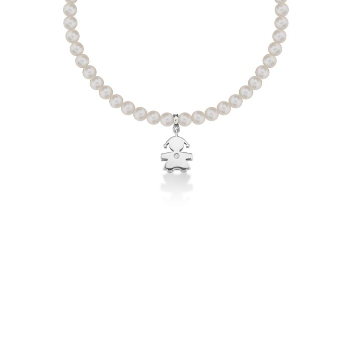 le bebe - le perle bracciale bimba oro bianco, perle e diamante: 2