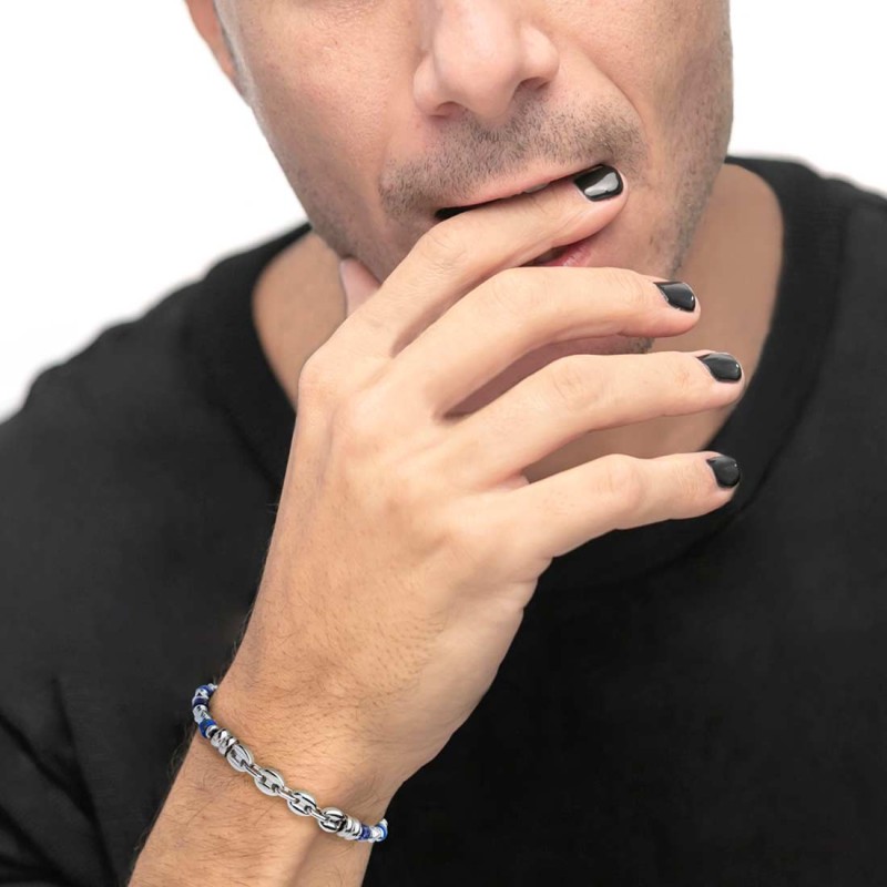marlu - bracciale con sodalite a rondelle e catena marine: 2