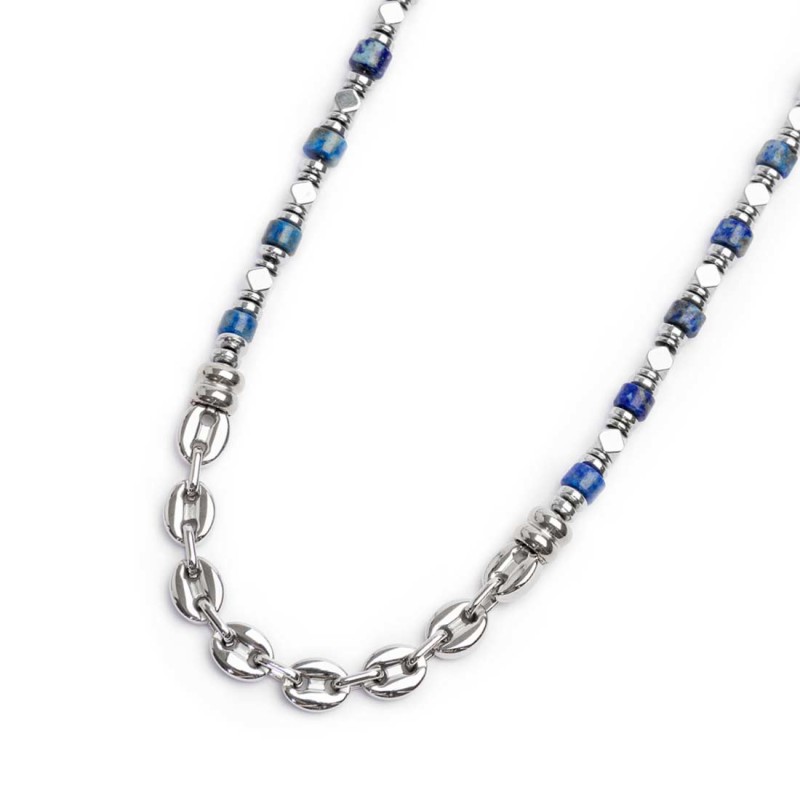 marlu - collana con rondelle in sodalite ed elementi in ematite: 2