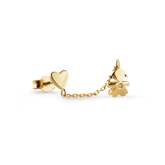 le bebe - mono orecchino petits con sagoma bimba in oro giallo e diamante: 2
