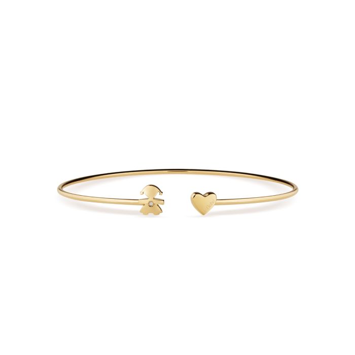 le bebe - bracciale les petits con sagoma bimba e cuore, in oro giallo e diamante: 2