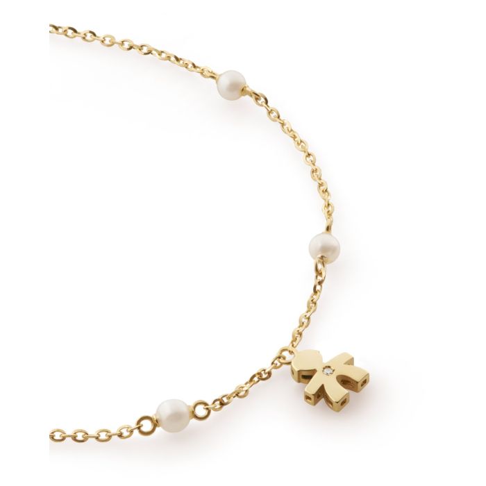 le bebe - bracciale le perle con sagoma bimbo in oro giallo e diamante