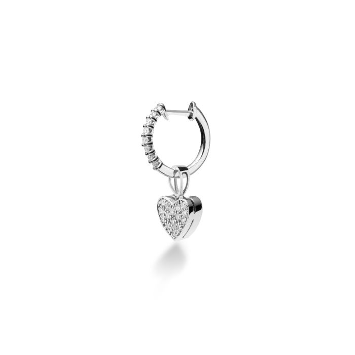 le bebe - mono orecchino i preziosi con cuore in oro bianco e diamanti: 2