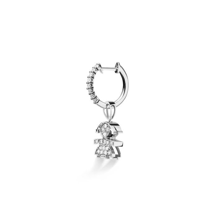 le bebe - mono orecchino i preziosi con sagoma bimba in oro bianco e diamanti: 2