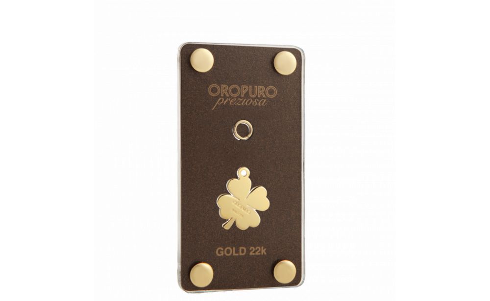 ciondolo quadrifoglio in oro 22k h 19mm