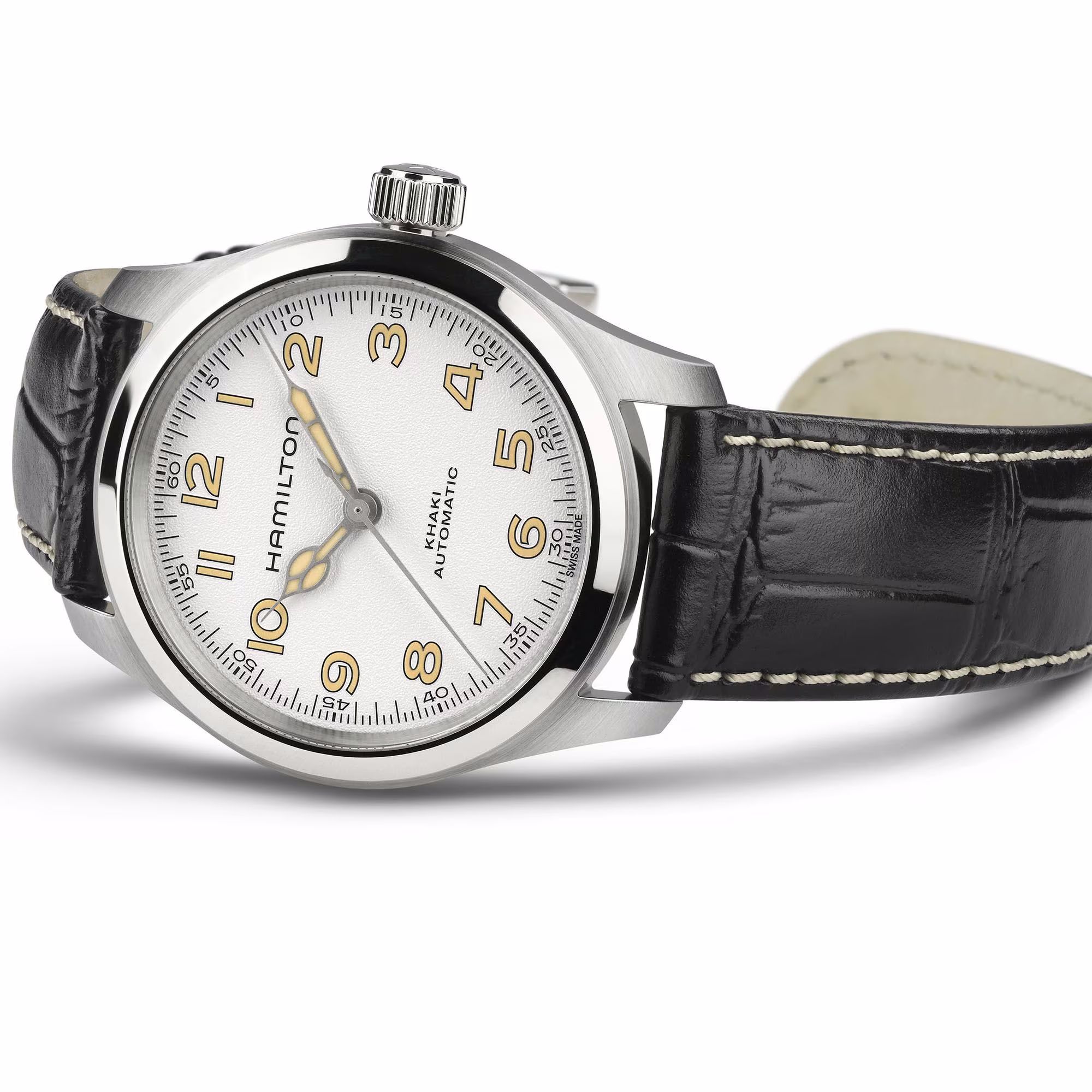 hamilton khaki field murph 38mm quadrante bianco