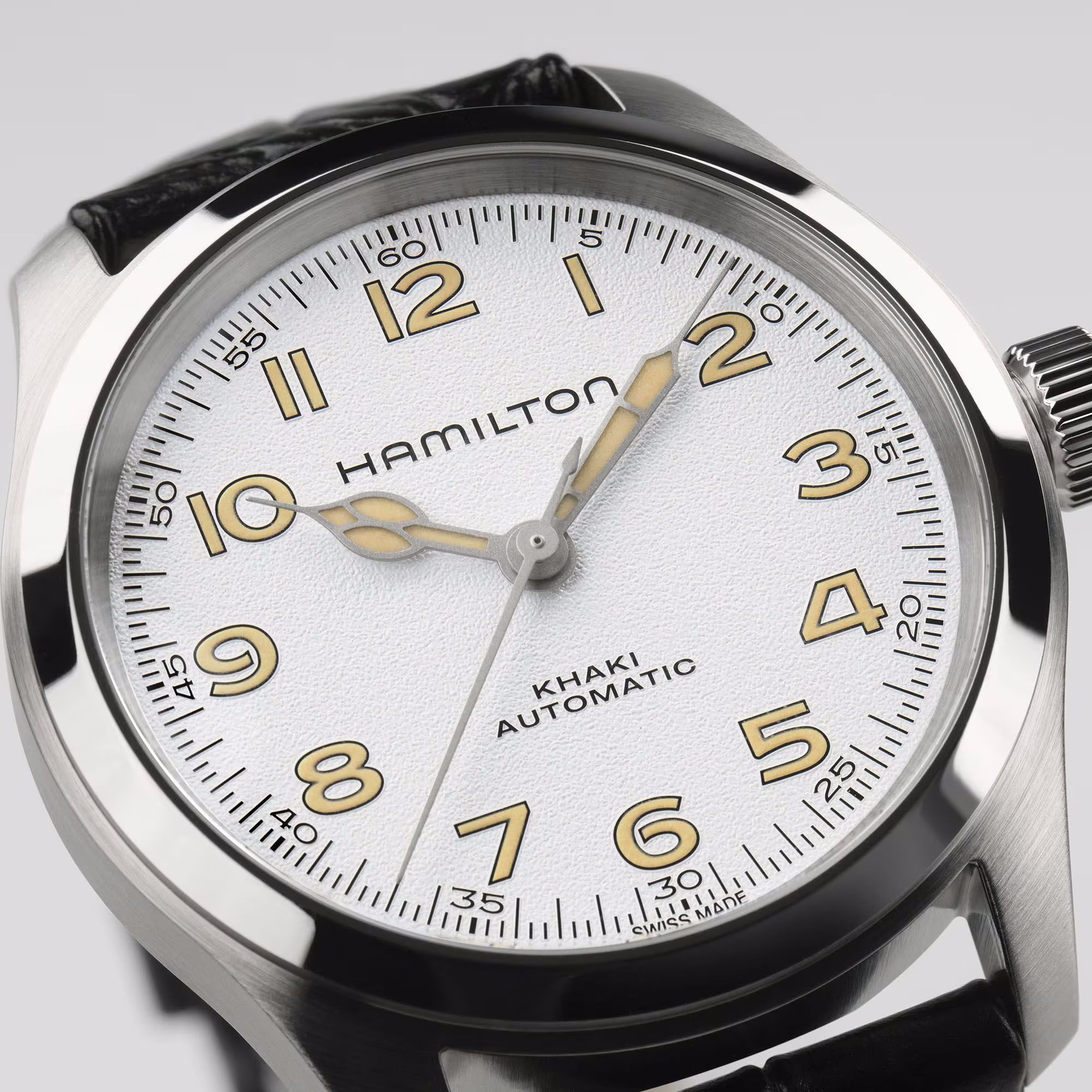 hamilton khaki field murph 38mm quadrante bianco