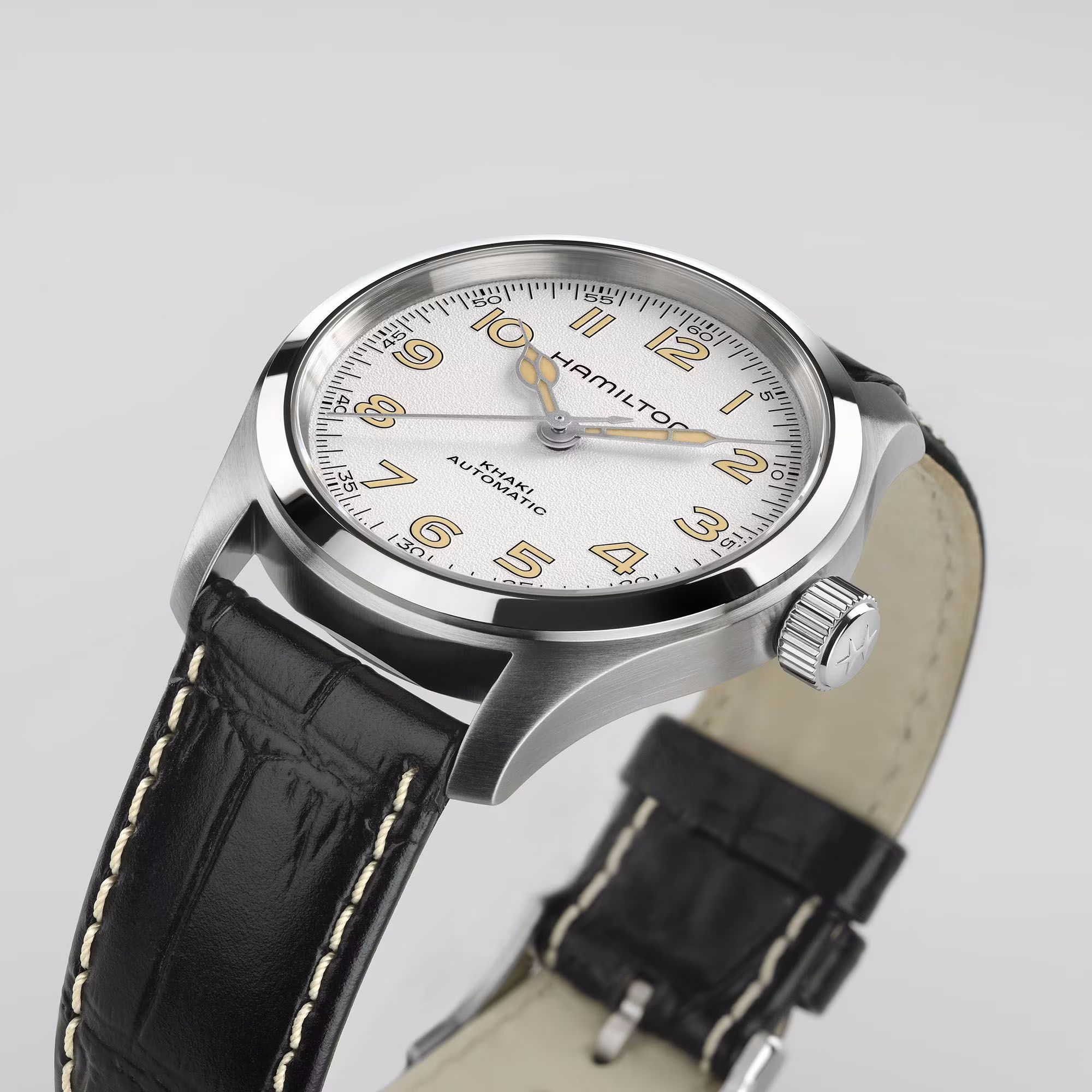 hamilton khaki field murph 38mm quadrante bianco