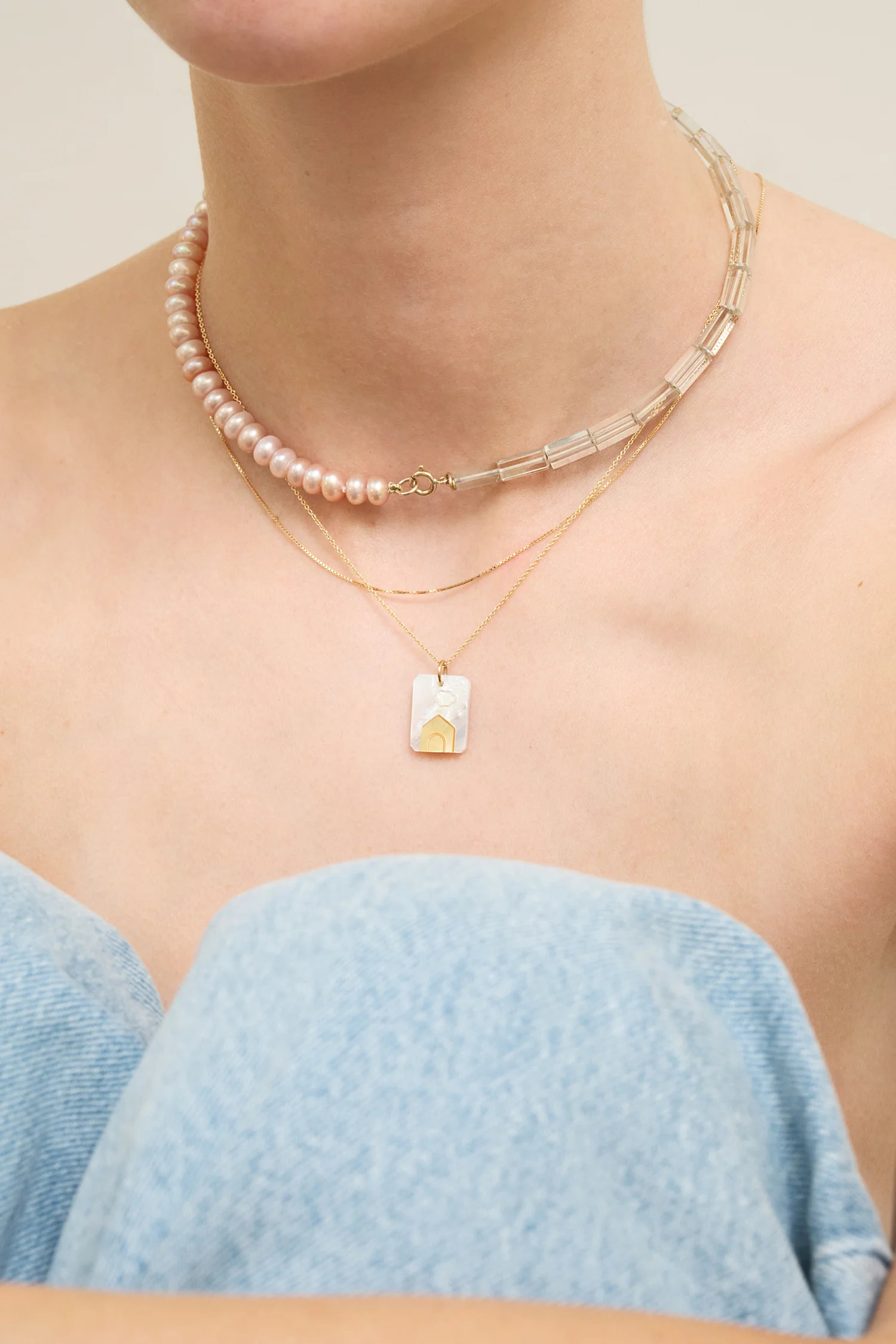 collana cameo casita madreperla