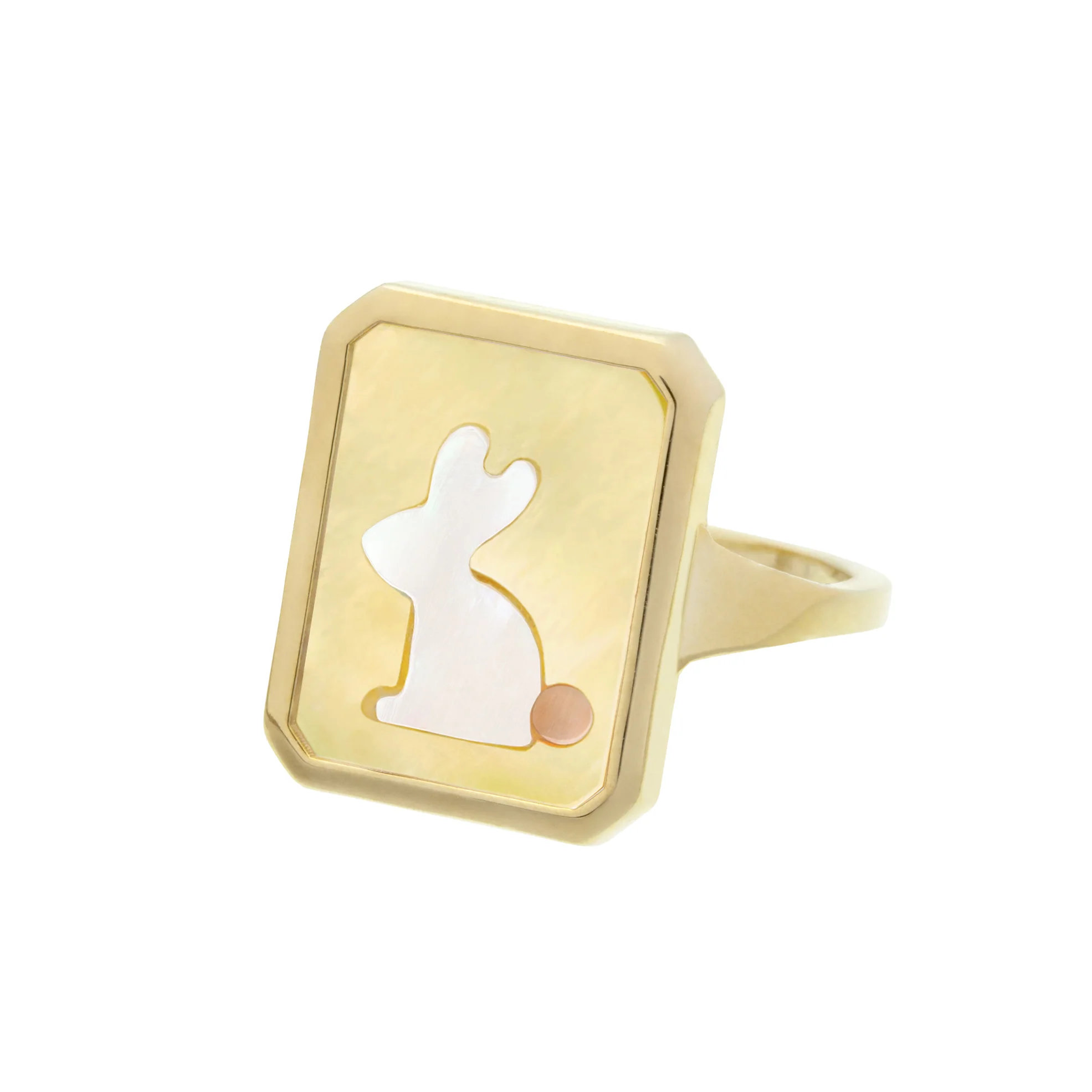 anello cameo madreperla conejito