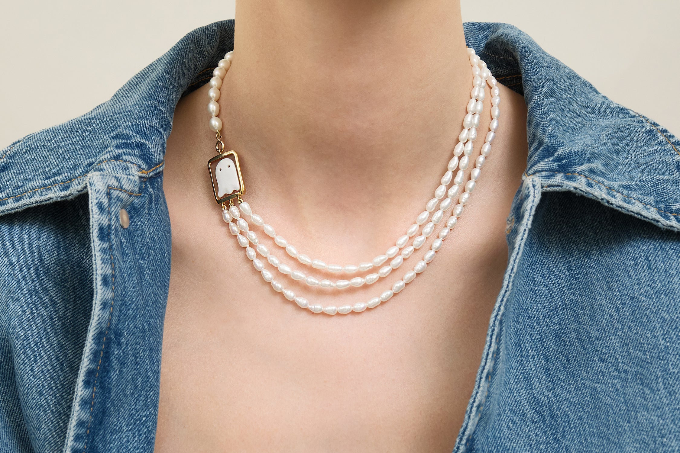 collana perle e cameo fantasma