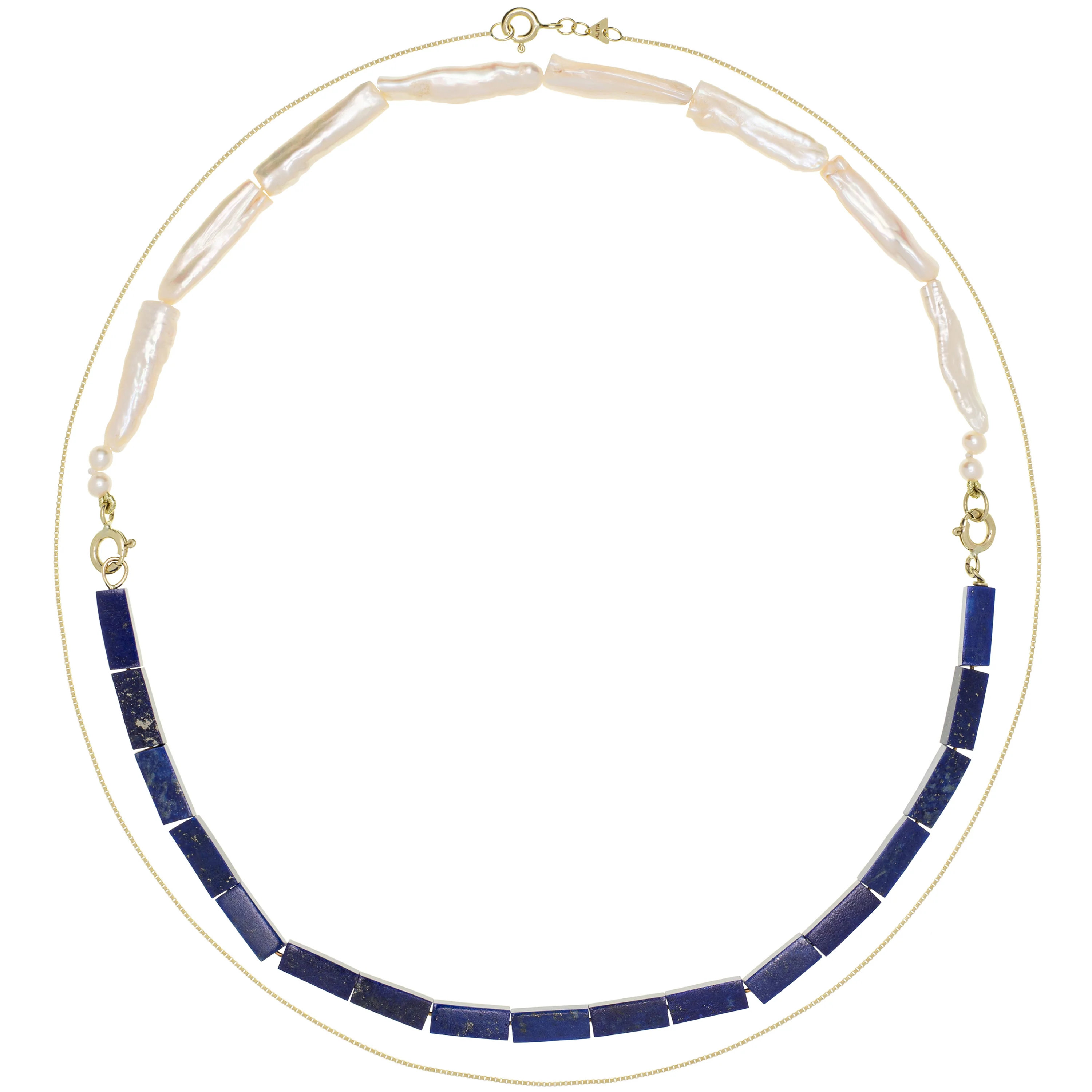 collana princesa con perle e lapislazzuli