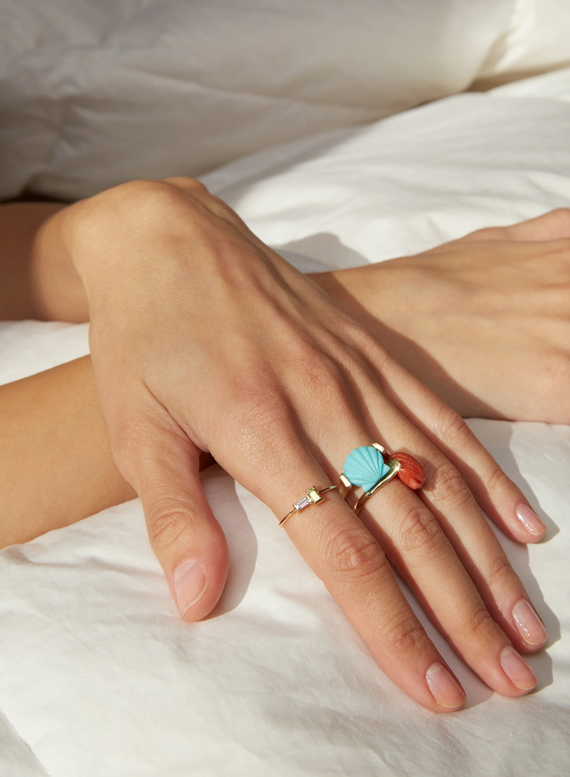 concha turchese anello