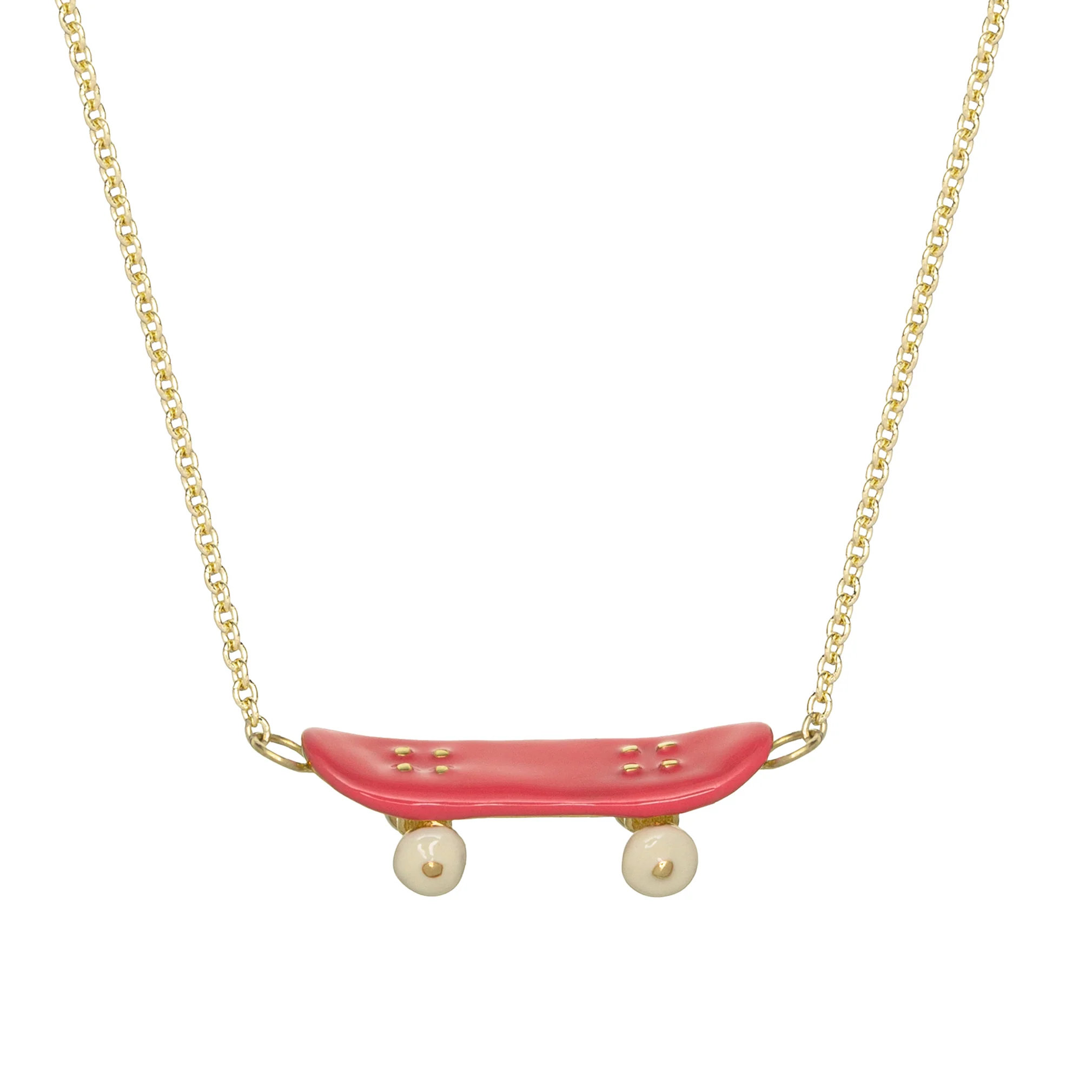 skate smalto rosa collana