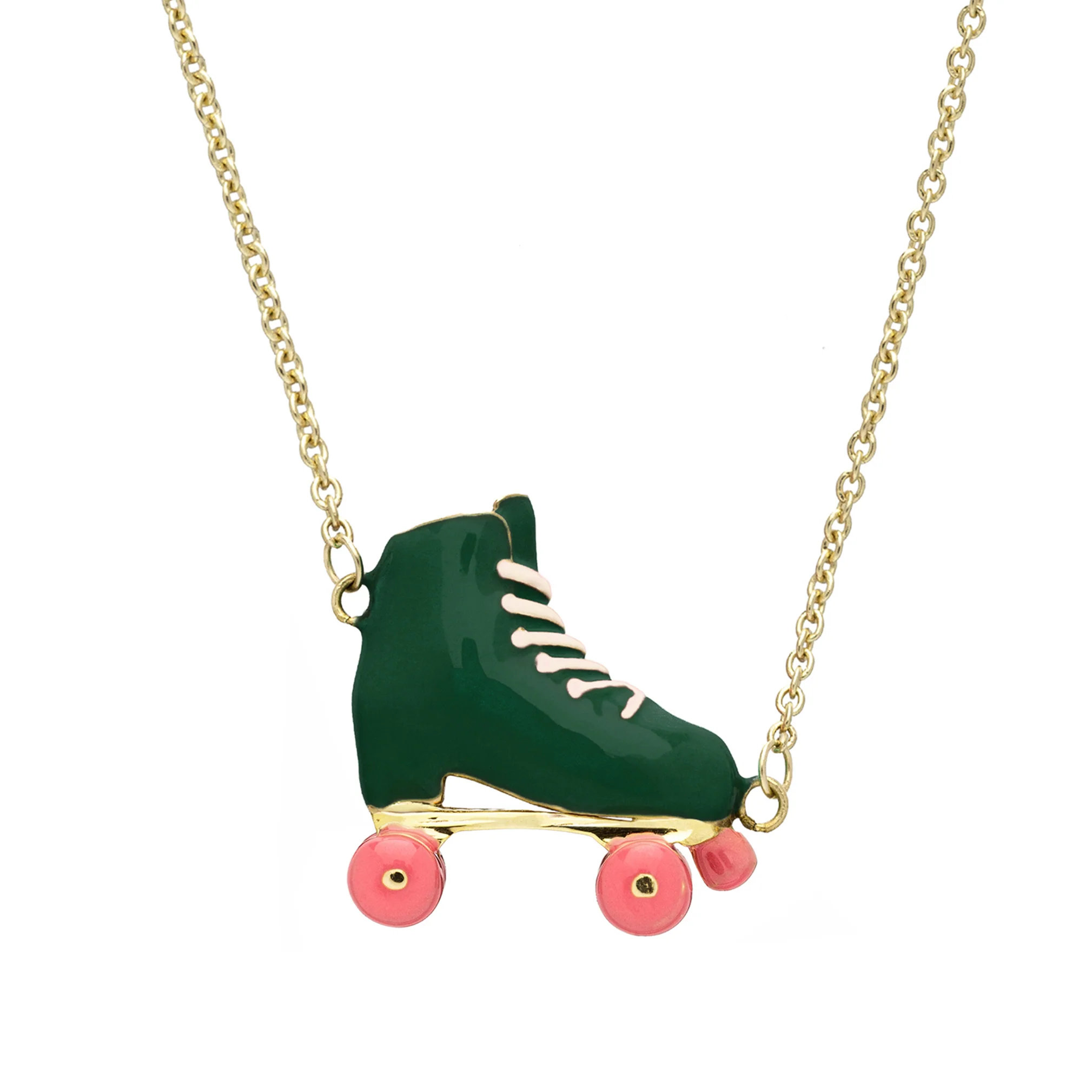 roller smalto verde e rosa collana