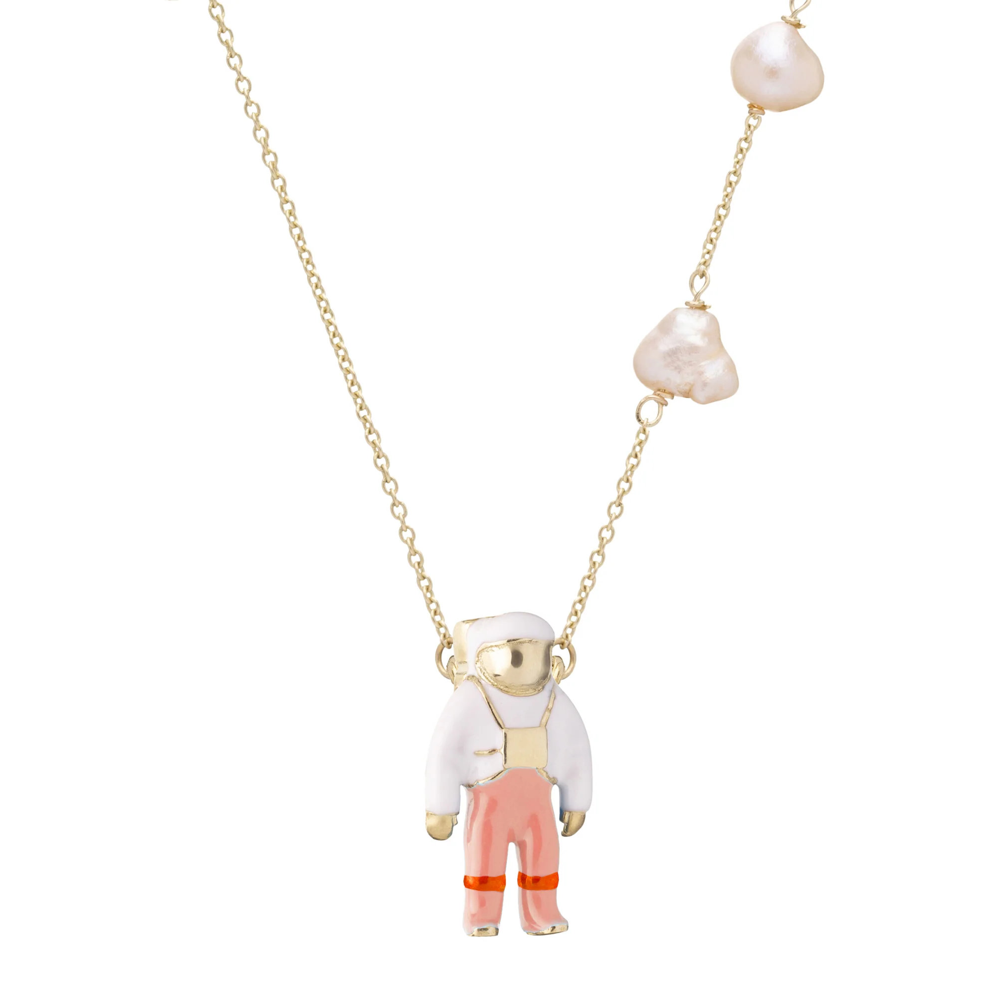 astronauta rosa perle collana