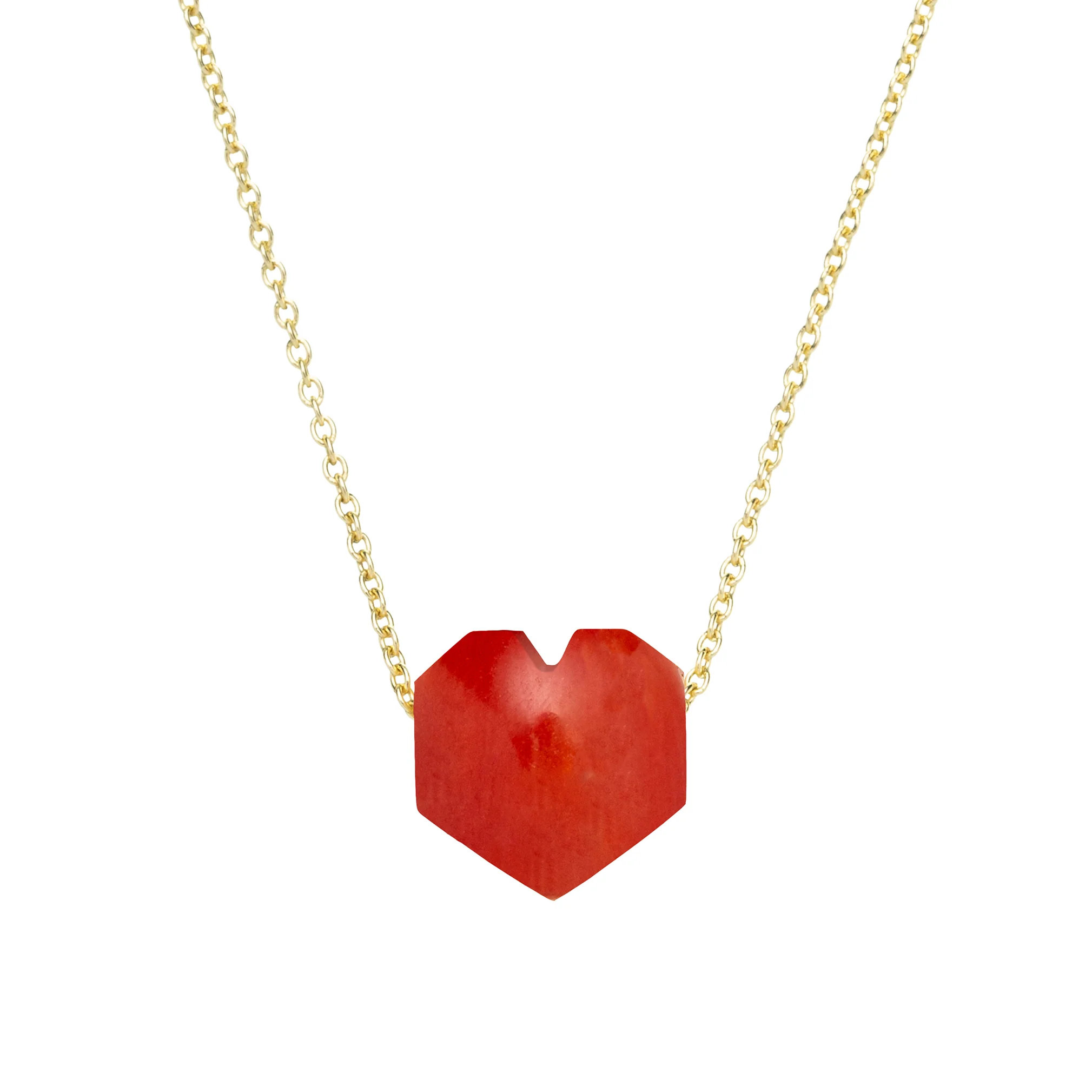 mini corazon rosso collana