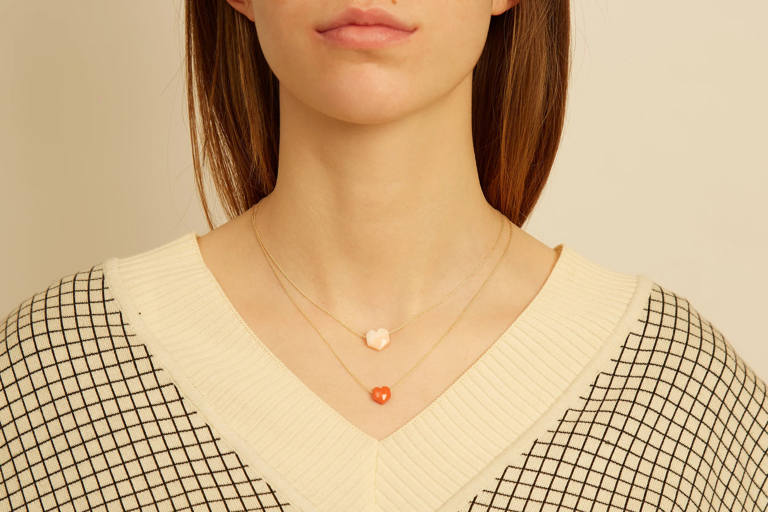 mini corazon rosso collana