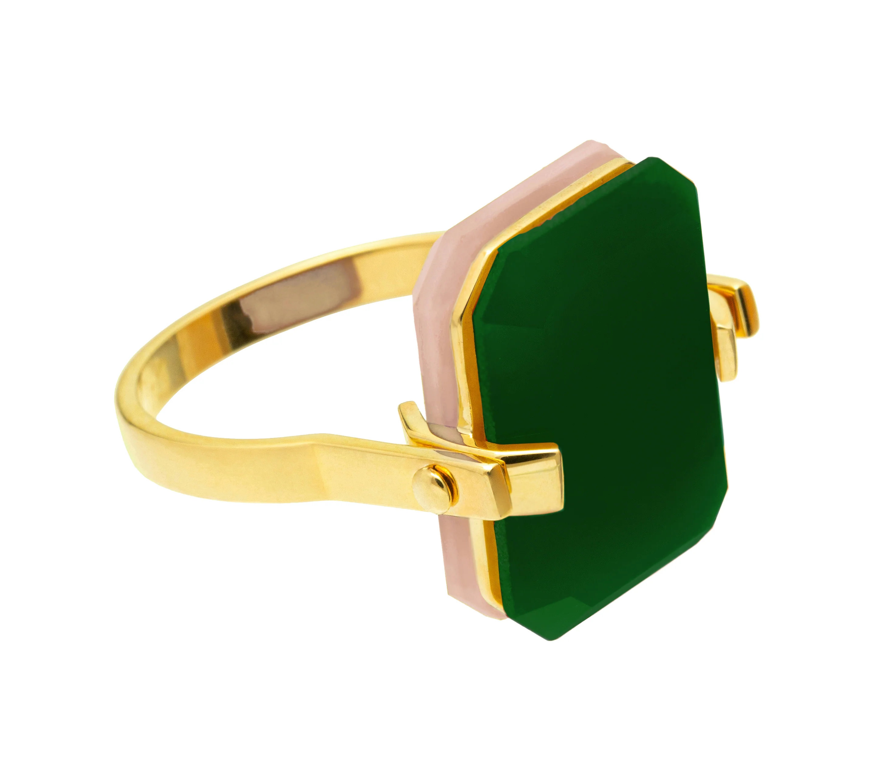 deco sandwich opale rosa e agata verde anello