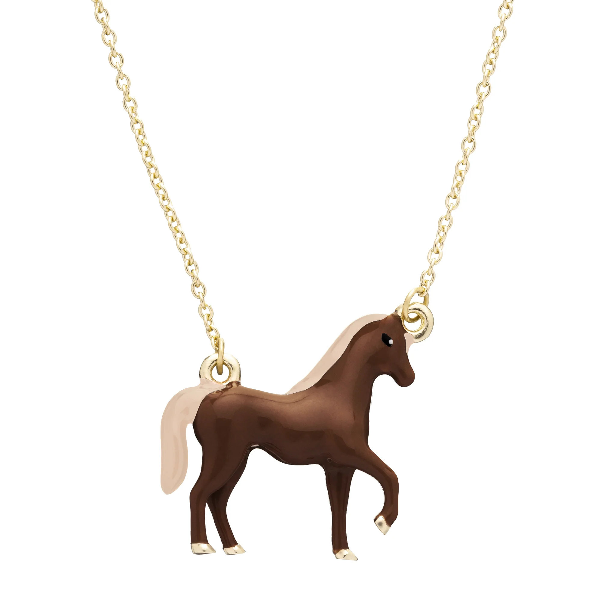 caballo marrone collana