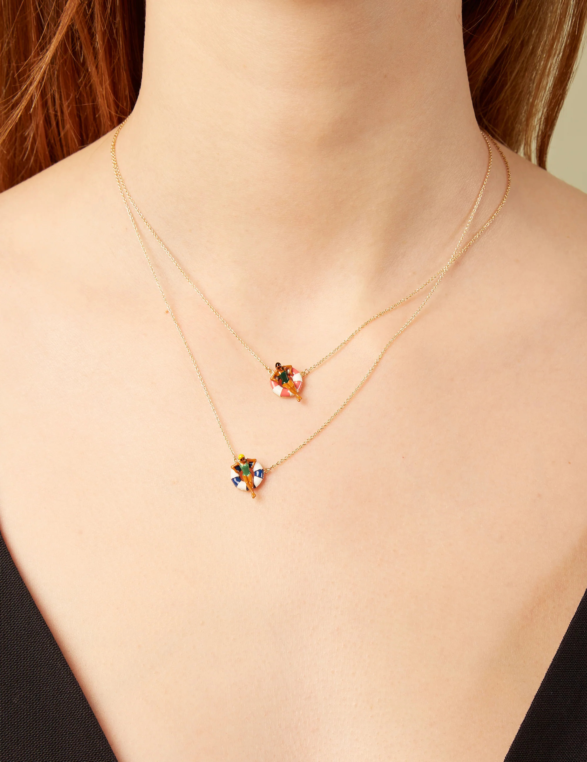 flotadora smalto rosa collana