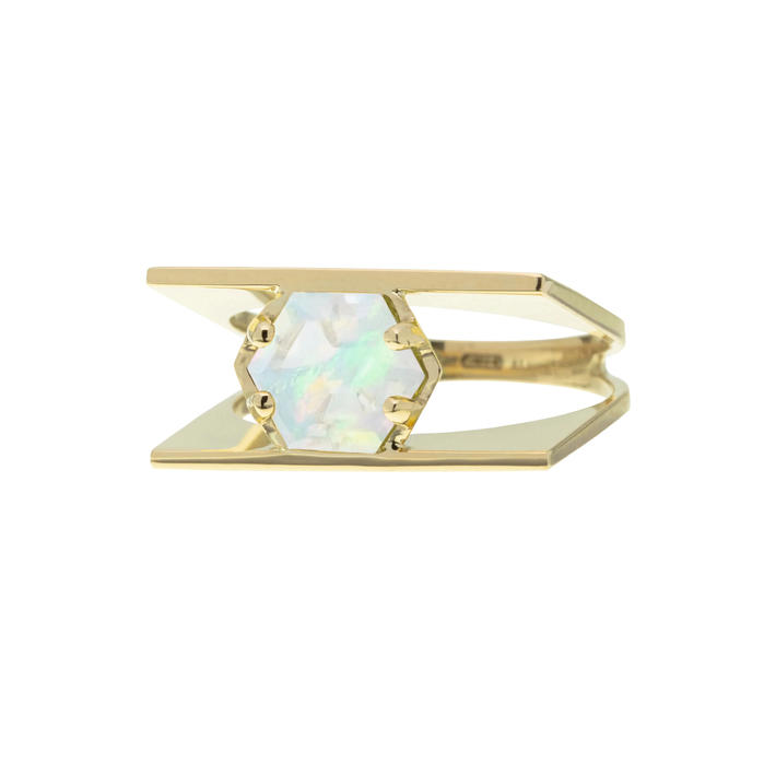 exagonal opale anello